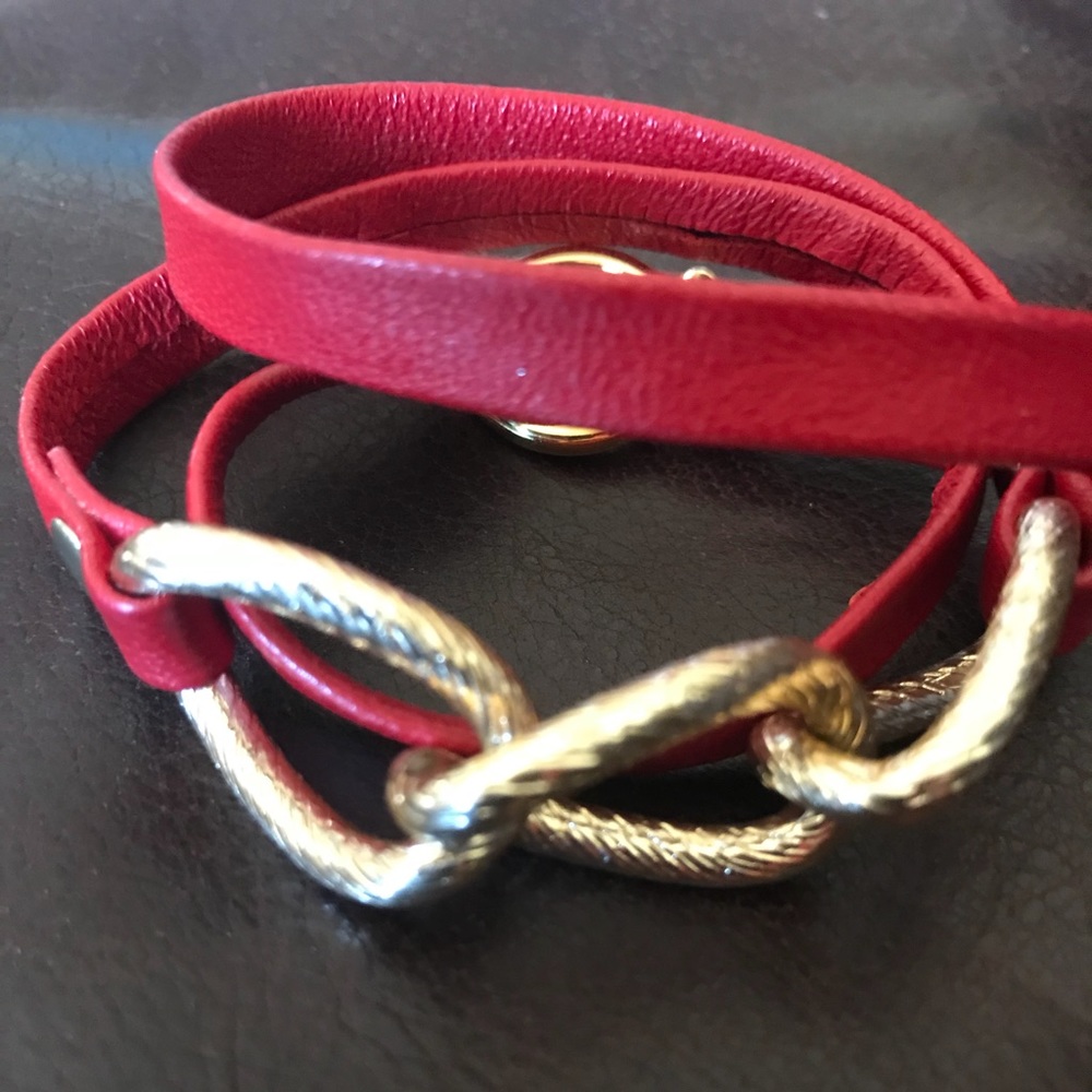 Gorjana Parker red leather wrap bracelet.